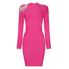 Backless Fringed Diamond Bandage Dress aclosy