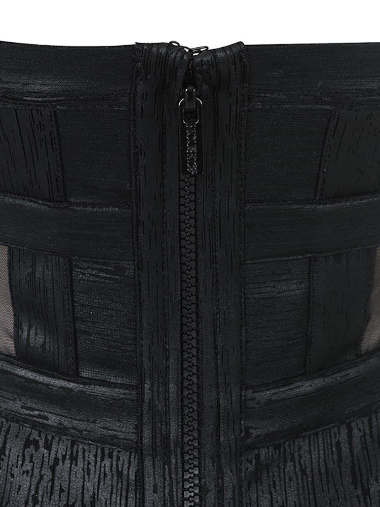 Halter Glue Bandage Dress-Black aclosy