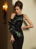 Elite Chest Feather Stitching Bandage Dress aclosy