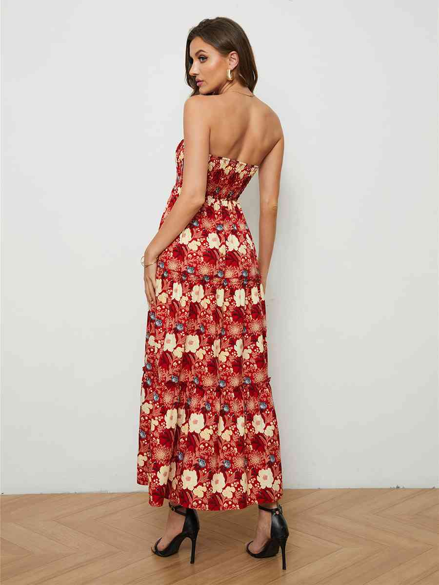 Floral Strapless Low-Back Dress Trendsi