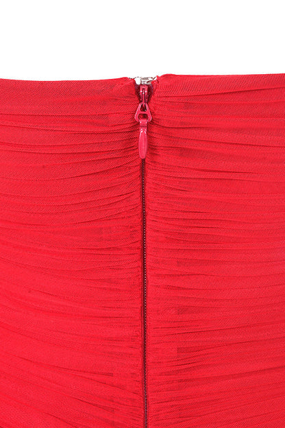 Carysa split mesh with suspenders dress-Red aclosy
