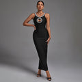 Diamond-studded Suspenders-Black Dress aclosy