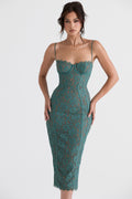 LOTTE FOREST LACE MIDI DRESS-GREENY aclosy