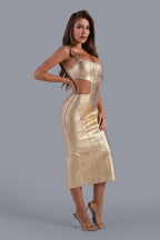Kit Metallic Midi Bandage Dress aclosy