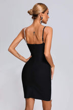 Pola Feather Mini Bandage Dress-White aclosy