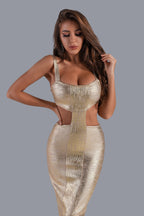 Kit Metallic Midi Bandage Dress aclosy