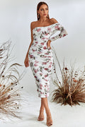 Grece One Shoulder Mesh Midi Dress aclosy