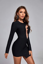 Asur Feather Mini Bandage Dress aclosy