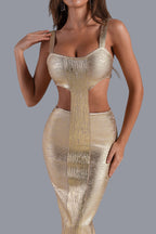 Kit Metallic Midi Bandage Dress aclosy