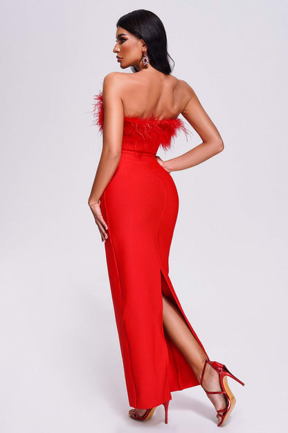 New Women's Dress Red Elegant Dress aclosy