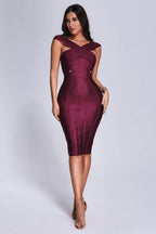 Glitter Crisscross Low Back Bandage Dress Trendsi