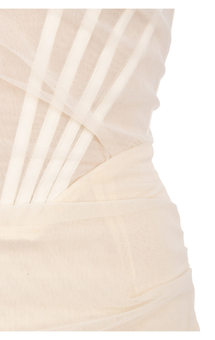 CHIC ELEGANT CORSET MINI DRESS-WHITE ACLOSY