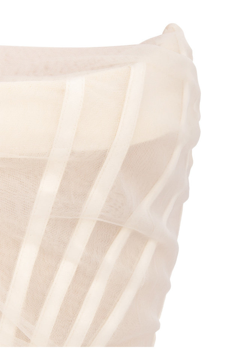 CHIC ELEGANT CORSET MINI DRESS-WHITE ACLOSY