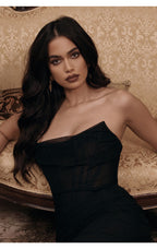 CHIC ELEGANT CORSET MINI DRESS-BLACK ACLOSY
