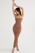 LEMILY MOCHA CORSET MAXI DRESS aclosy