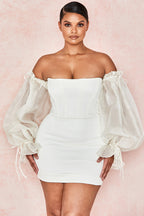 OFF-SHOULDER SATIN CORSET DRESS New In
