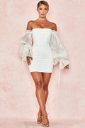 OFF-SHOULDER SATIN CORSET DRESS New In
