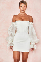 OFF-SHOULDER SATIN CORSET DRESS New In