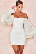 OFF-SHOULDER SATIN CORSET DRESS New In