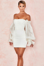 OFF-SHOULDER SATIN CORSET DRESS New In