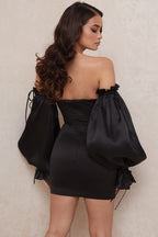 OFF-SHOULDER SATIN CORSET DRESS New In