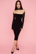 Alyia Mesh Corset Midi Bandage Dress ACLOSY