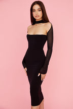 Alyia Mesh Corset Midi Bandage Dress ACLOSY