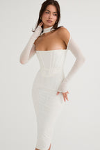 Women's Mesh Aclosy Corset Midi Dress ACLOSY
