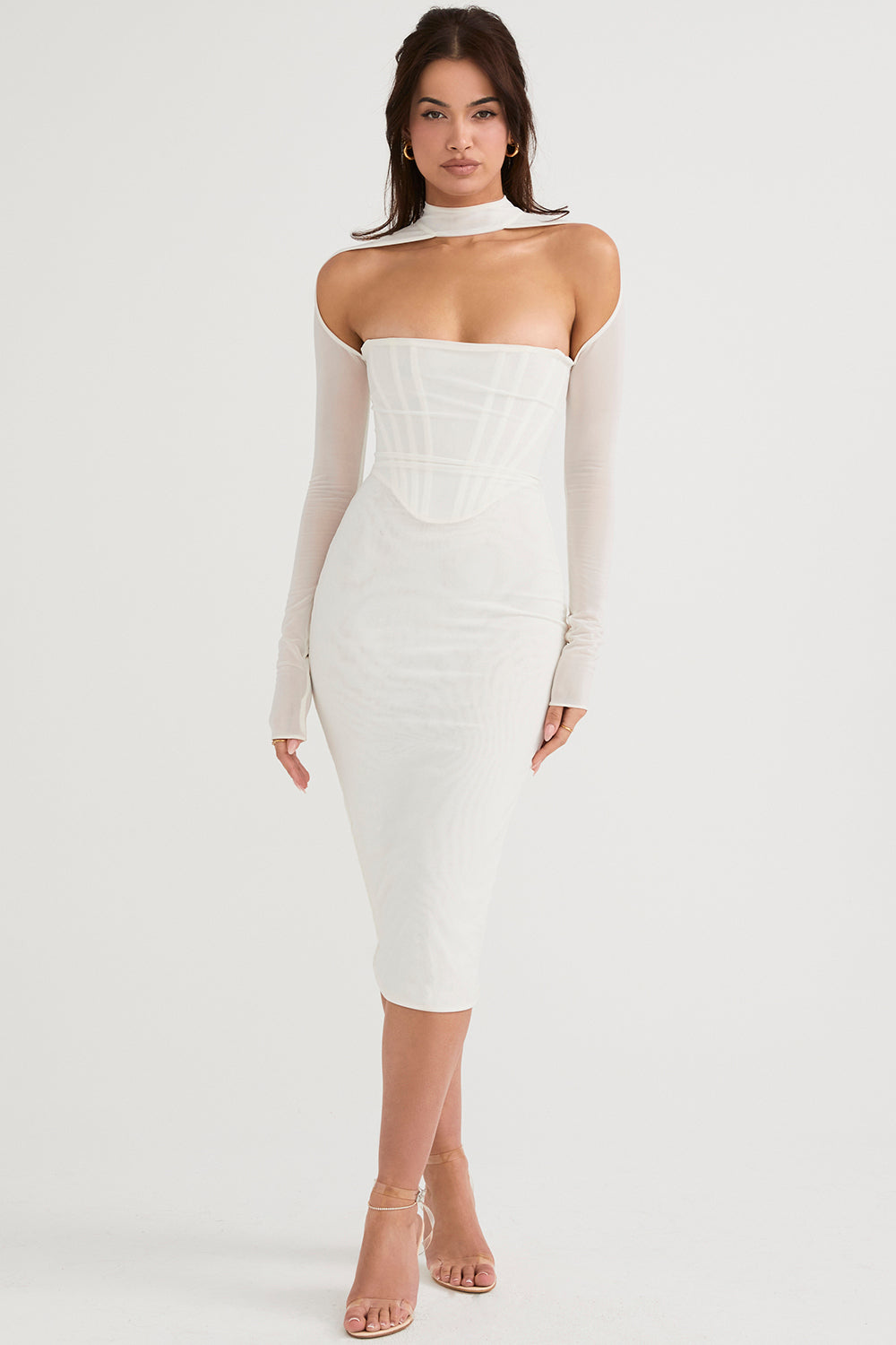 Fishbone Hollo Women's Mesh Fishbone Perspective Hollow Skirt - Aclosy