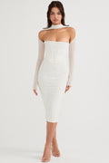 Women's Mesh Aclosy Corset Midi Dress ACLOSY