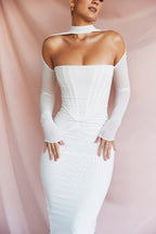 Women's Mesh Aclosy Corset Midi Dress ACLOSY