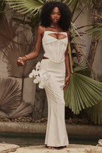 Zenob Ivory Corset Maxi Dress aclosy
