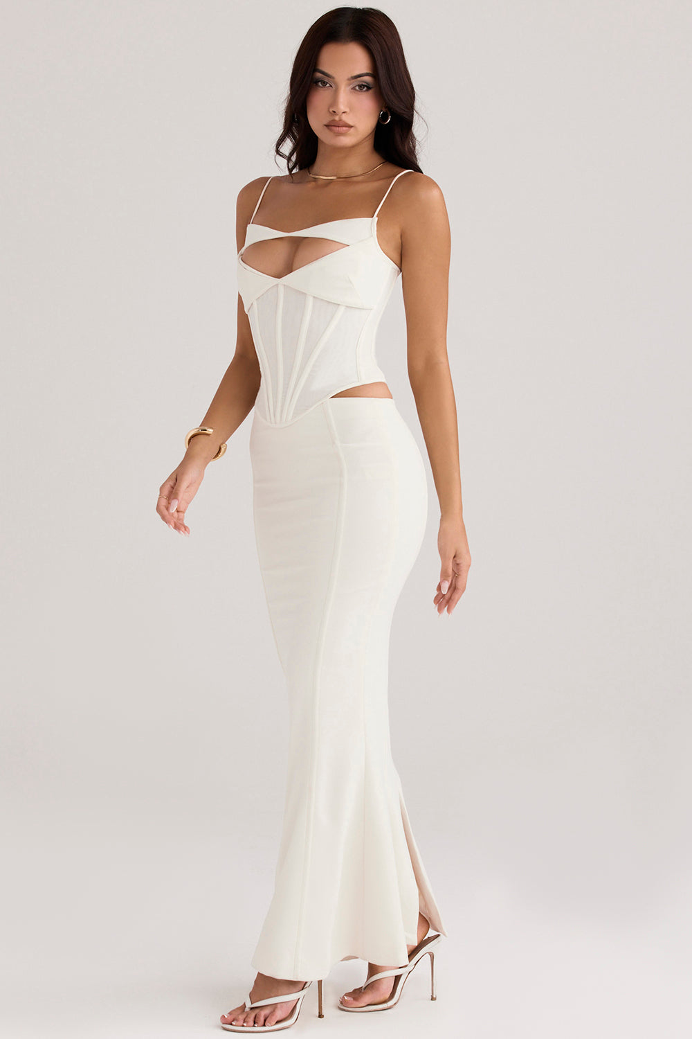 Zenob Ivory Corset Maxi Dress aclosy