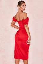 Alyia Satin Off Shoulder Dress aclosy