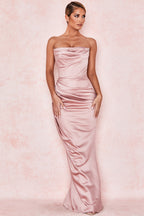 AERIKA SATIN STRAPLESS GOWN-PINK aclosy
