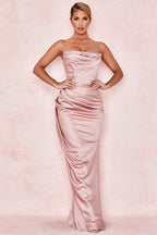 AERIKA SATIN STRAPLESS GOWN-PINK aclosy