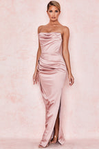 AERIKA SATIN STRAPLESS GOWN-PINK aclosy