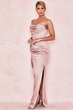 AERIKA SATIN STRAPLESS GOWN-GREEN aclosy