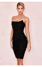 CHIC ELEGANT CORSET MINI DRESS-BLACK ACLOSY