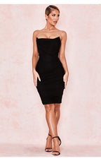 CHIC ELEGANT CORSET MINI DRESS-BLACK ACLOSY
