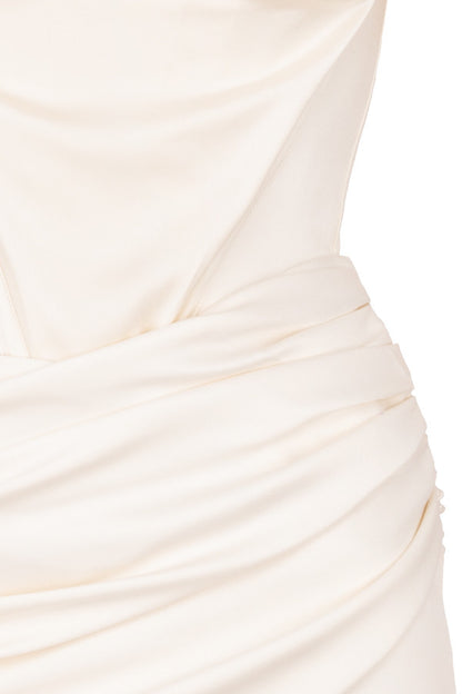Evva Off Shoulder Satin Mini Dress aclosy