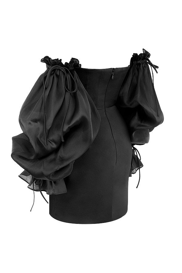 OFF-SHOULDER SATIN CORSET DRESS New In