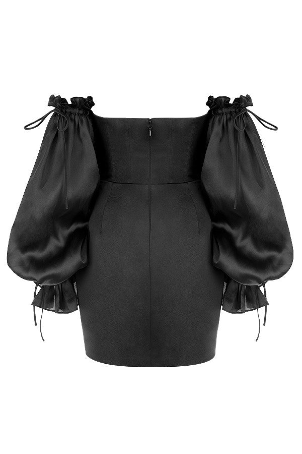 OFF-SHOULDER SATIN CORSET DRESS New In