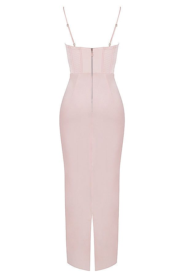 Ivory Corset Maxi Dress-Black aclosy