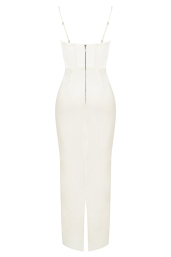 Ivory Corset Maxi Dress-Black aclosy