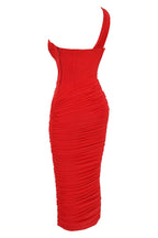 Lemily Cutout One-Shoulder Midi Bandage Dress-Red Trendsi