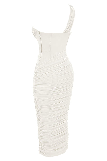 Cutout One-Shoulder Midi Bandage Dress Trendsi