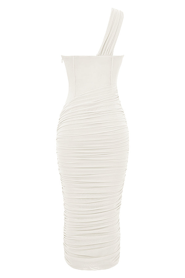 Cutout One-Shoulder Midi Bandage Dress Trendsi