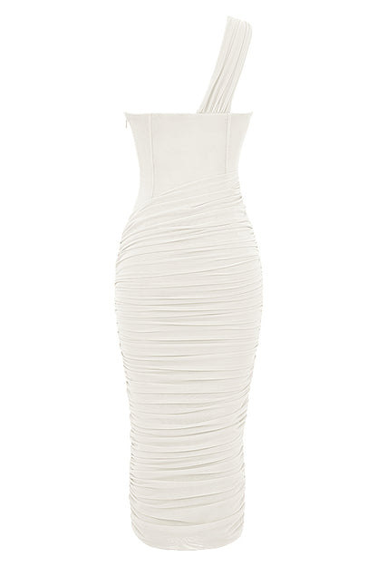 Cutout One-Shoulder Midi Bandage Dress Trendsi
