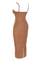 LEMILY MOCHA CORSET MAXI DRESS aclosy